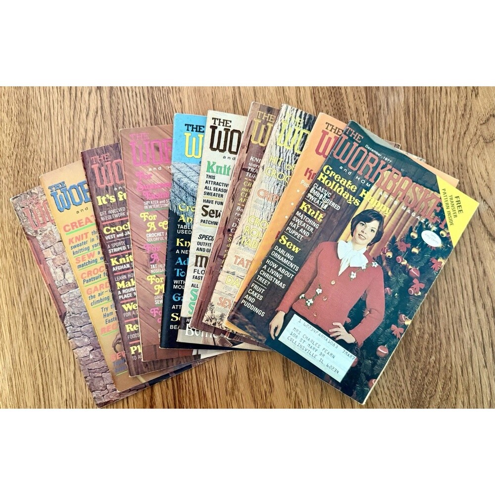 The Workbasket Craft Magazines Lot of 10 1977 Illustrated Crochet Sewing